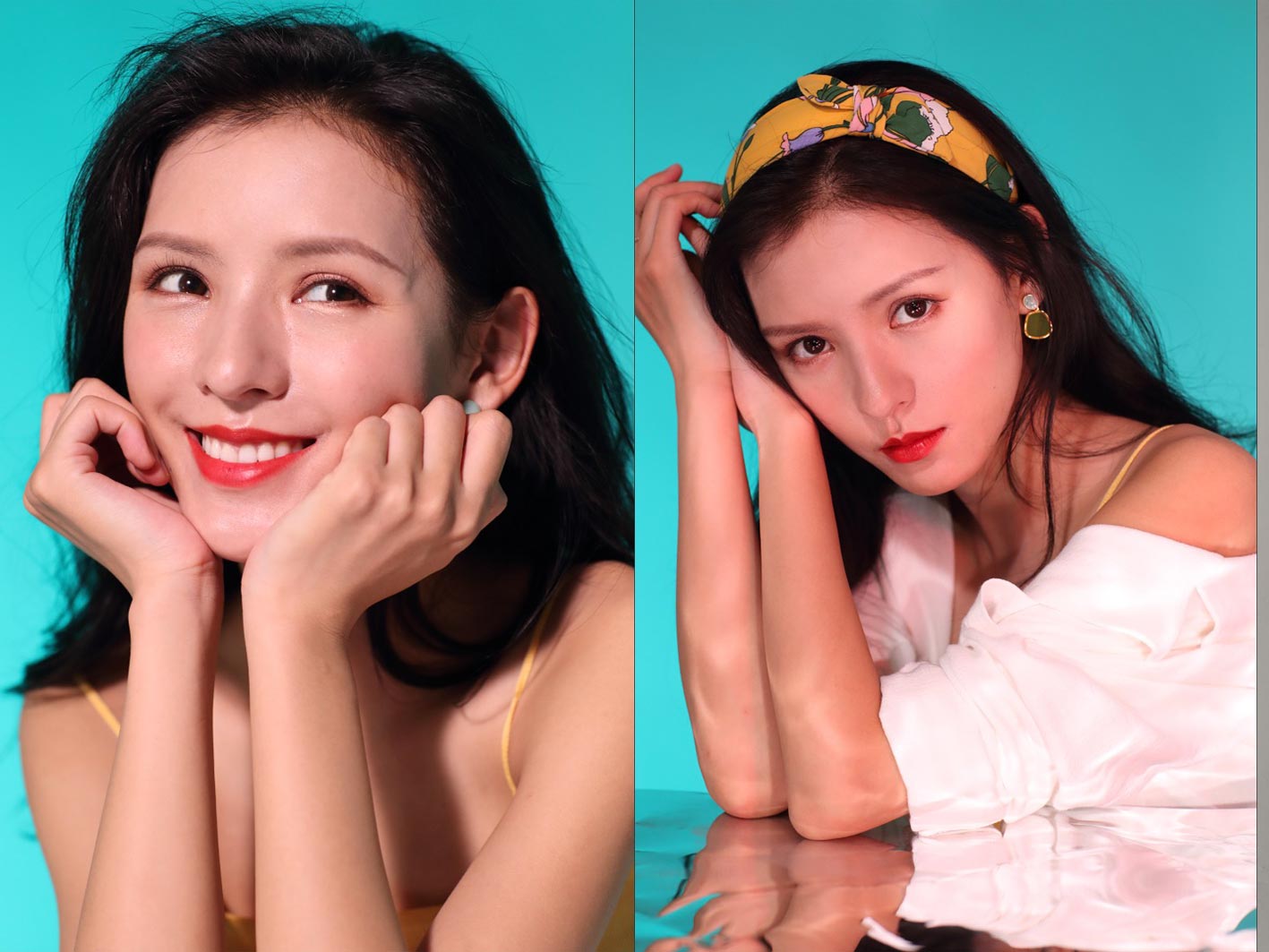 修图练习生图素材 JPG格式未修原图 张予曦棚拍宣传照青色背景 人像原图 第1张-修图人 修图练习生图素材 JPG格式未修原图 张予曦棚拍宣传照青色背景 人像原图 第1张